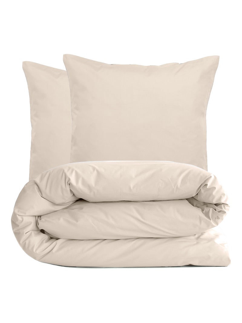 Parure de lit uni percale de coton MANOIR Taie 65x65 cm Blanc cassé - Kiabi
