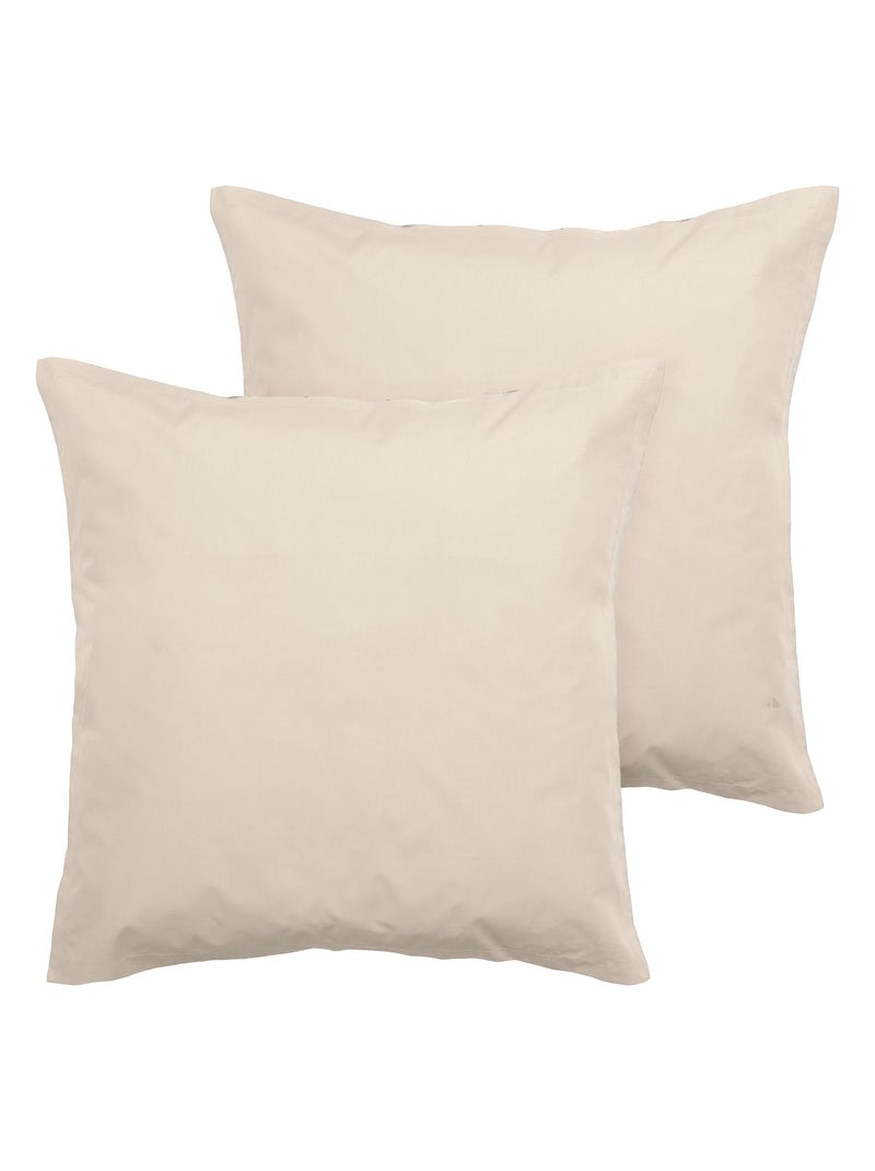 Parure de lit uni percale de coton MANOIR Taie 65x65 cm Blanc cassé - Kiabi