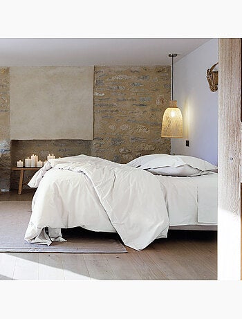 Parure de lit uni percale de coton MANOIR Taie 65x65 cm