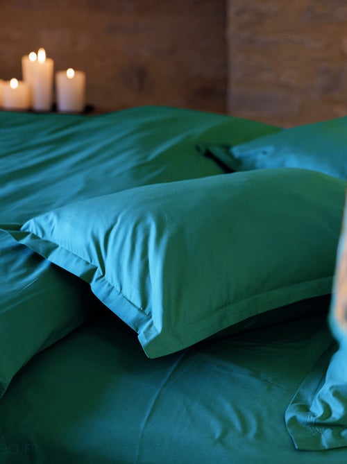 Parure de lit uni percale de coton MANOIR Taie 65x65 cm - Kiabi