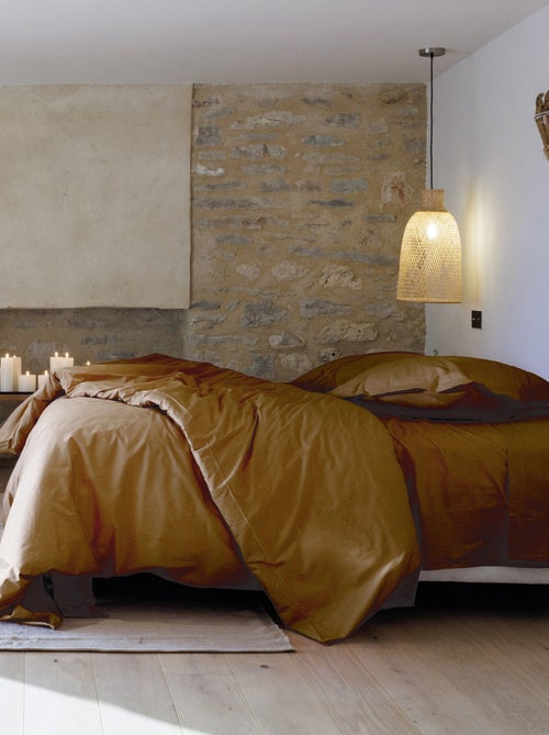 Parure de lit uni percale de coton MANOIR Taie 65x65 cm - Kiabi