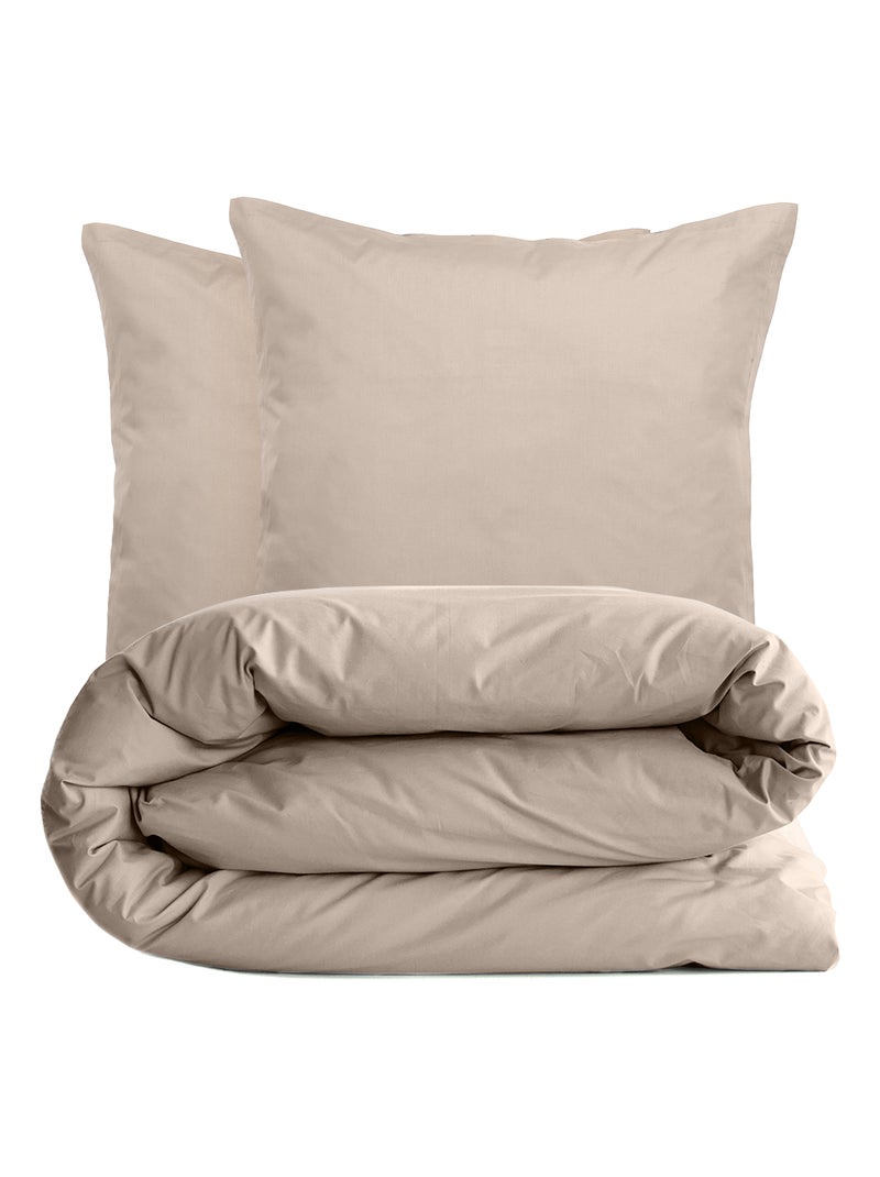 Parure de lit uni percale de coton MANOIR Taie 65x65 cm Gris chiné - Kiabi
