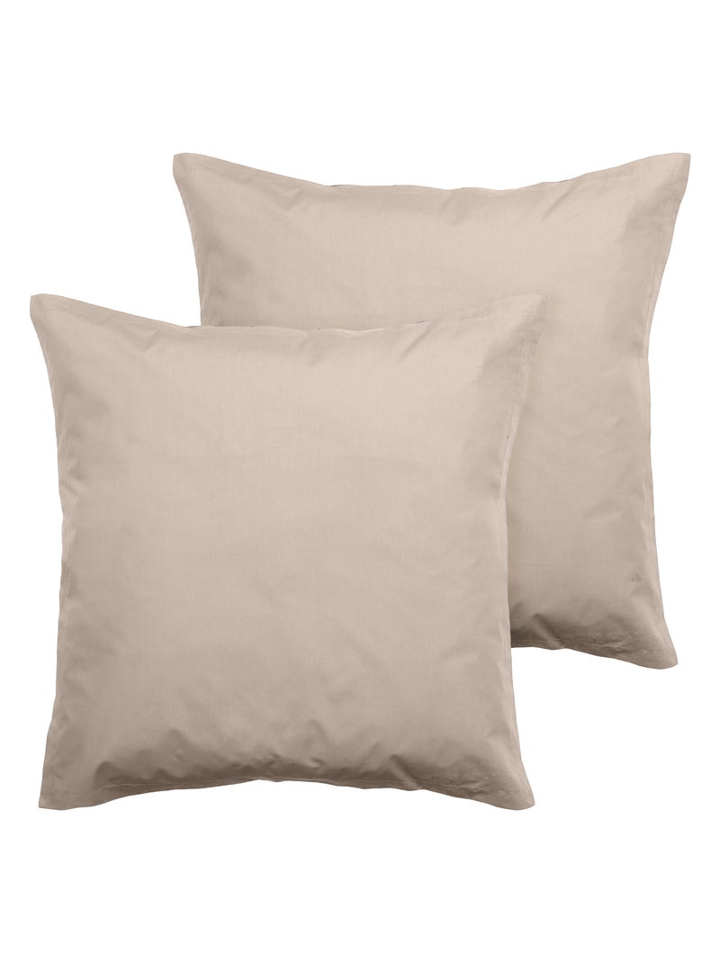 Parure de lit uni percale de coton MANOIR Taie 65x65 cm Gris chiné - Kiabi