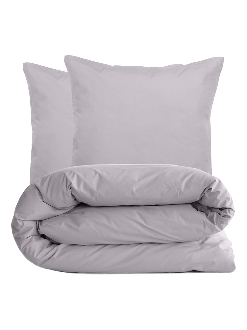 Parure de lit uni percale de coton MANOIR Taie 65x65 cm Gris foncé - Kiabi