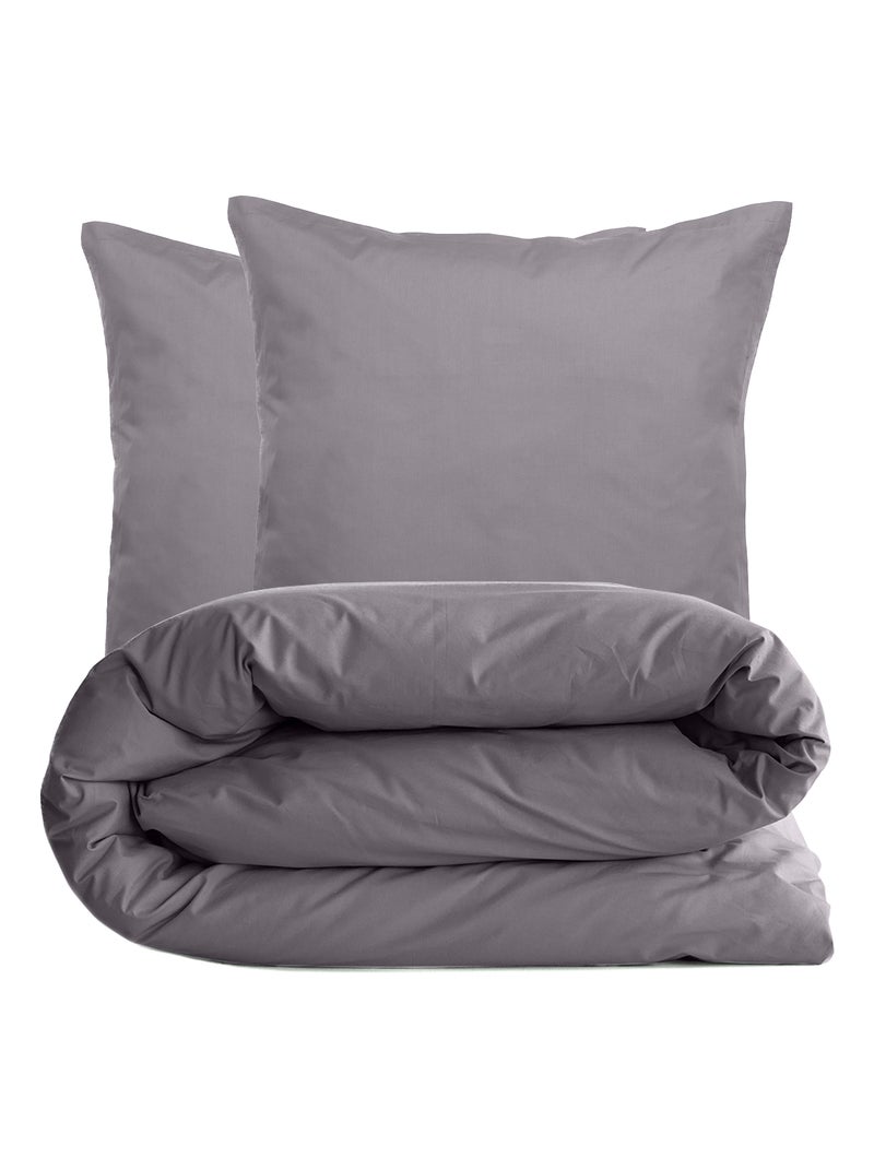 Parure de lit uni percale de coton MANOIR Taie 65x65 cm Gris froid - Kiabi
