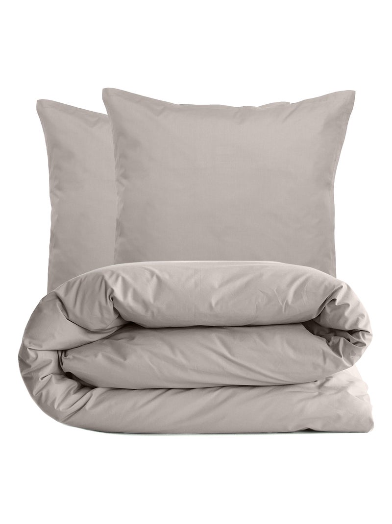 Parure de lit uni percale de coton MANOIR Taie 65x65 cm Gris moyen - Kiabi
