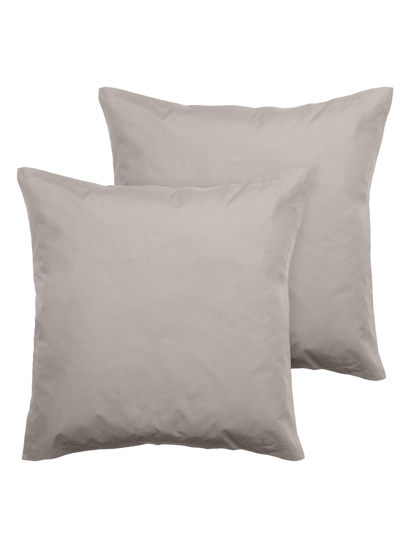 Parure de lit uni percale de coton MANOIR Taie 65x65 cm Gris moyen - Kiabi