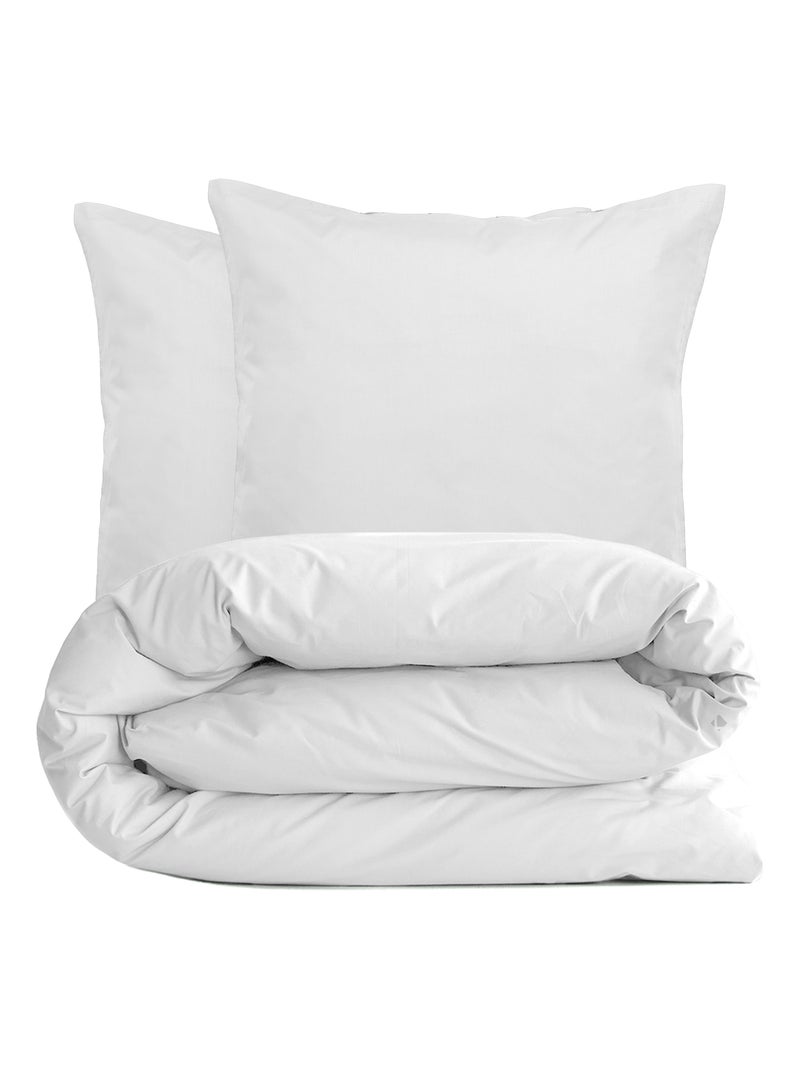 Parure de lit uni percale de coton MANOIR Taie 65x65 cm Gris perle - Kiabi