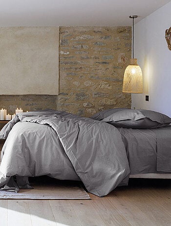 Parure de lit uni percale de coton MANOIR Taie 65x65 cm