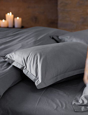 Parure de lit uni percale de coton MANOIR Taie 65x65 cm