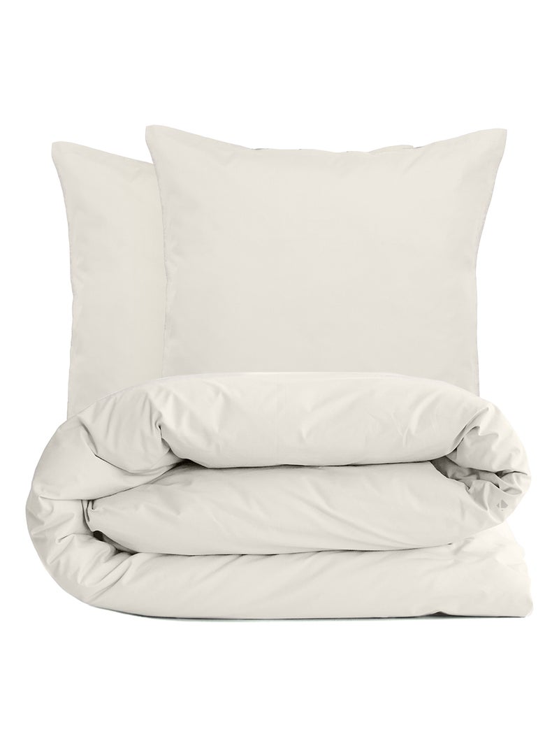 Parure de lit uni percale de coton MANOIR Taie 65x65 cm Ivoire - Kiabi