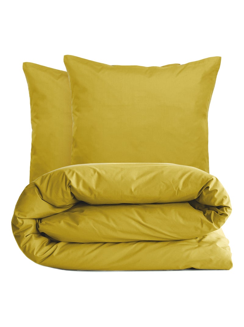 Parure de lit uni percale de coton MANOIR Taie 65x65 cm Moutarde - Kiabi