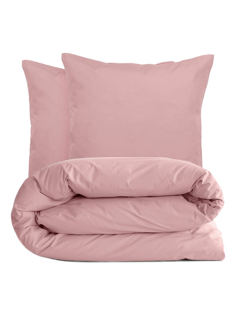 Parure de lit uni percale de coton MANOIR Taie 65x65 cm Rose - Kiabi