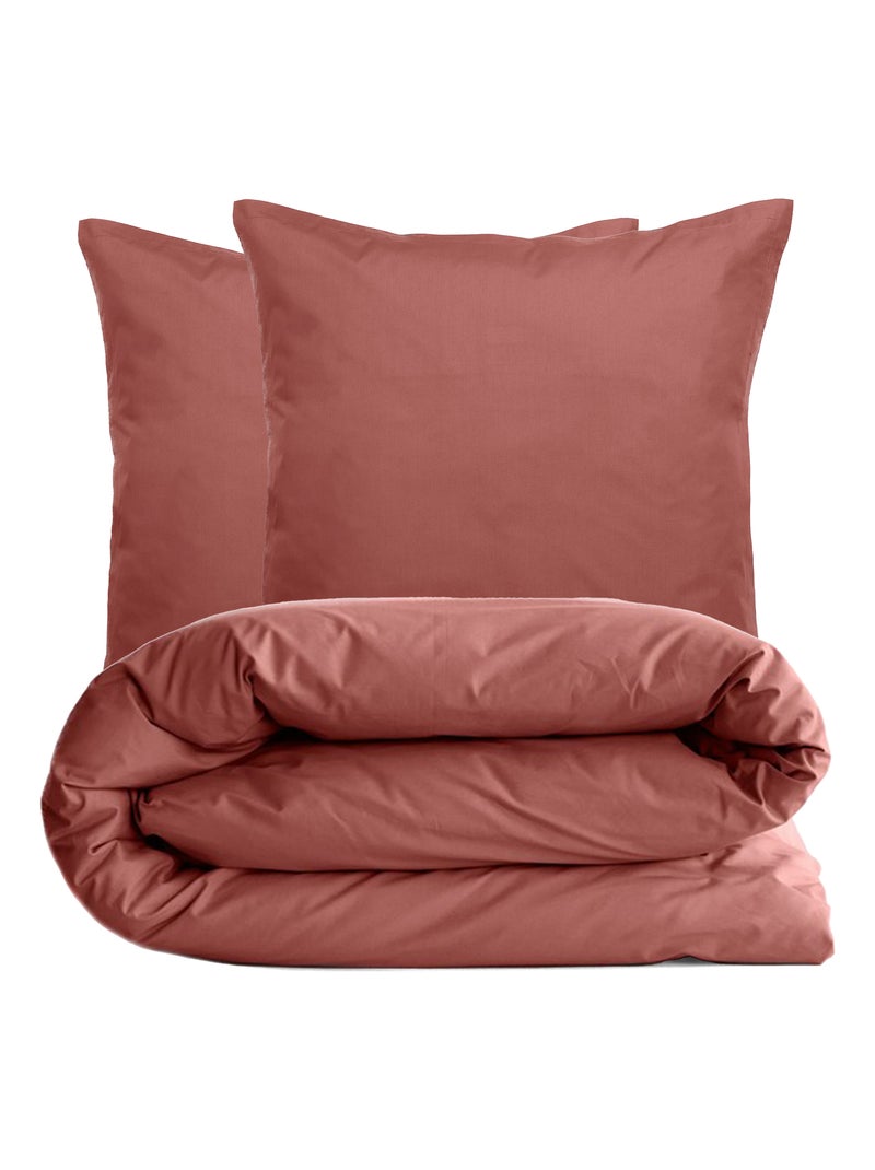 Parure de lit uni percale de coton MANOIR Taie 65x65 cm Rose pâle - Kiabi