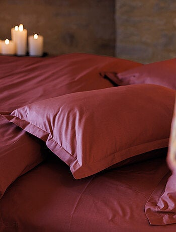 Parure de lit uni percale de coton MANOIR Taie 65x65 cm