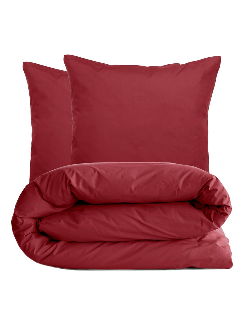 Parure de lit uni percale de coton MANOIR Taie 65x65 cm Rouge carmin - Kiabi