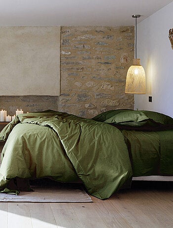 Parure de lit uni percale de coton MANOIR Taie 65x65 cm