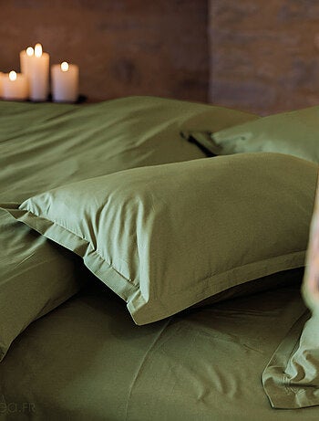 Parure de lit uni percale de coton MANOIR Taie 65x65 cm