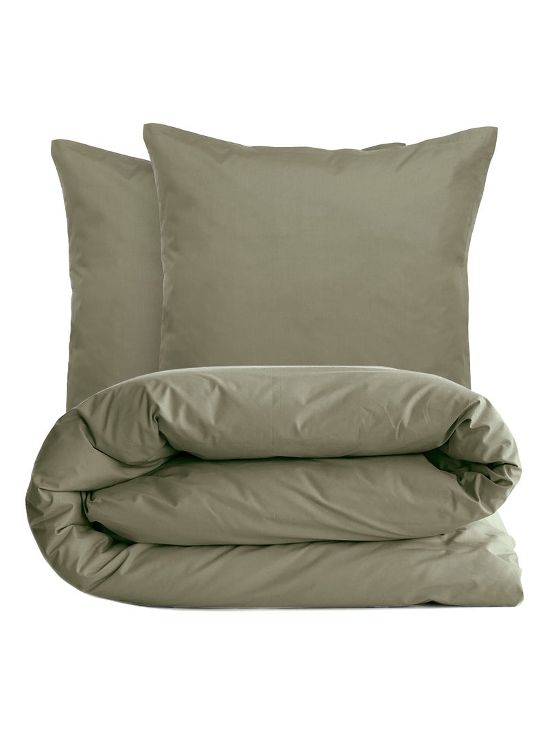 Parure de lit uni percale de coton MANOIR Taie 65x65 cm Vert bouteille - Kiabi