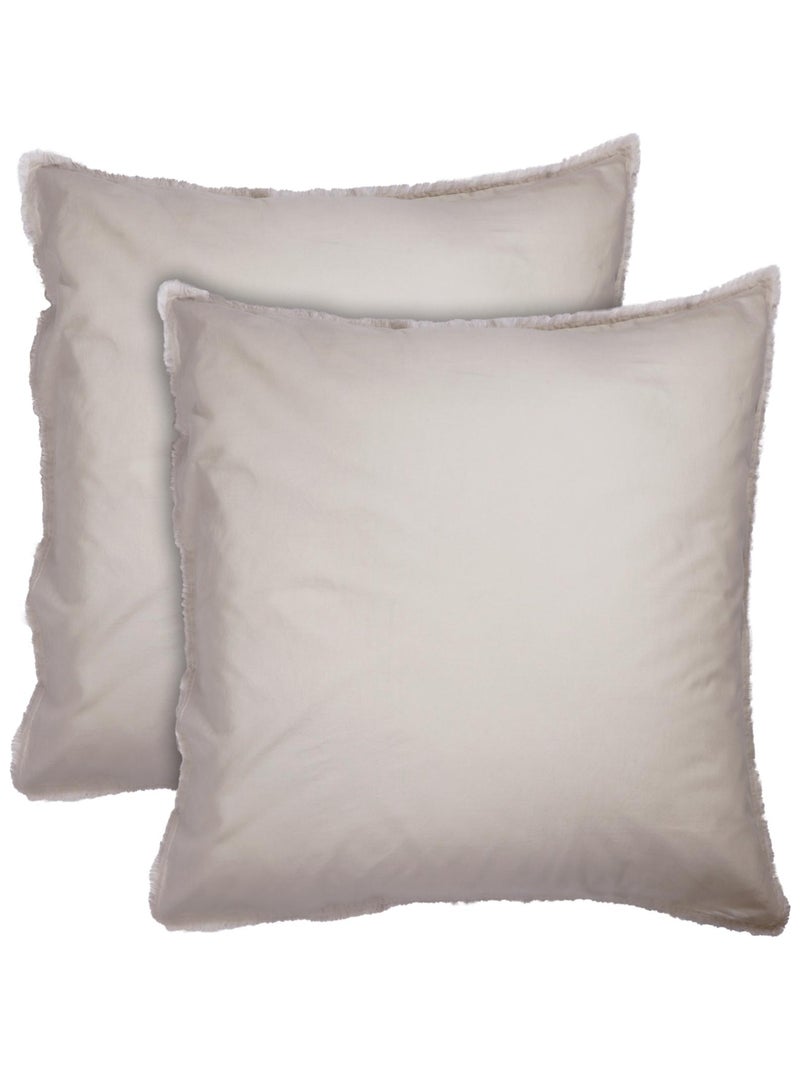 Parure de lit unie en coton, COTON LAVÉ Beige clair - Kiabi