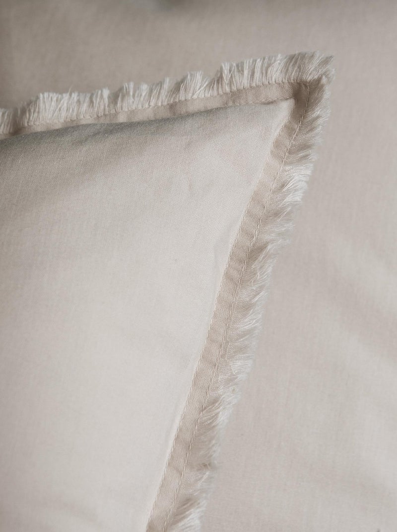 Parure de lit unie en coton, COTON LAVÉ Beige clair - Kiabi