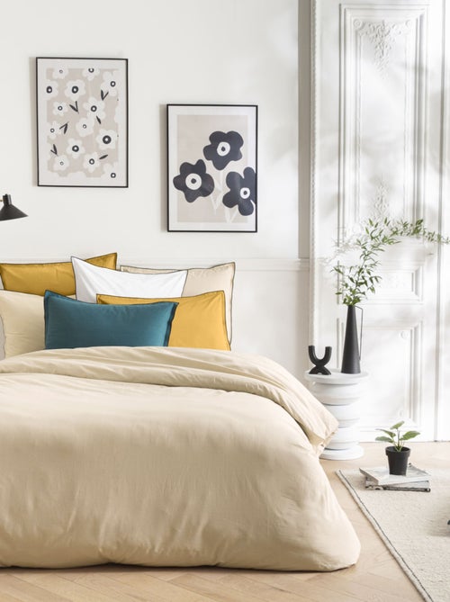 Parure de lit unie en coton finition bourdon - 2 pers. Future Home - Kiabi