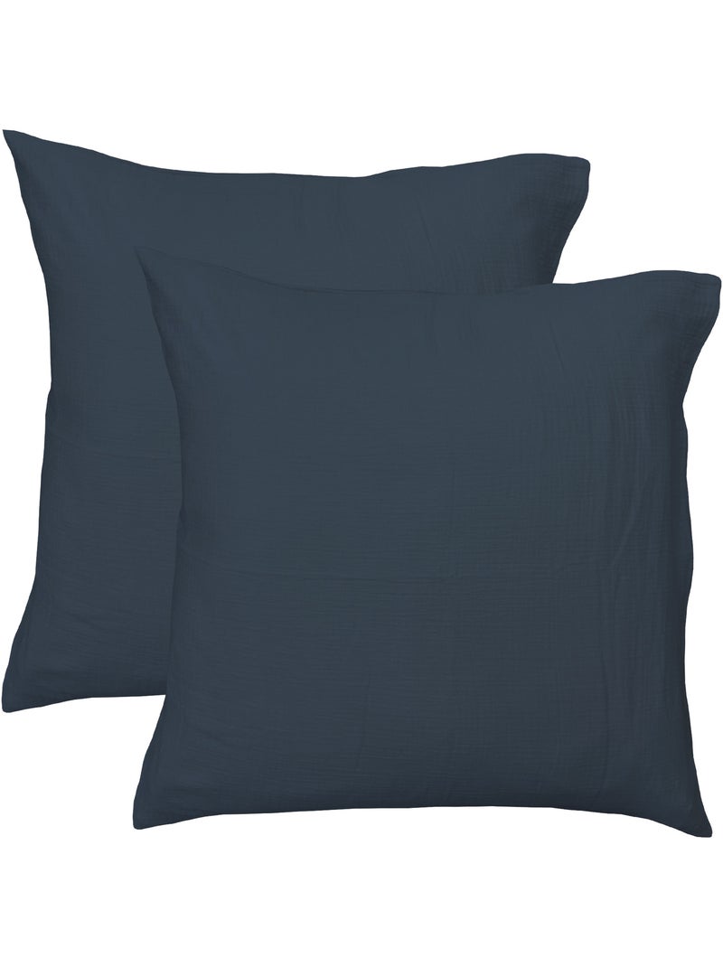 Parure de lit unie en coton, GAZE DE COTON Bleu paon - Kiabi