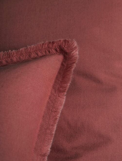 Parure de lit unie en coton taies à franges, COTON LAVÉ - Kiabi