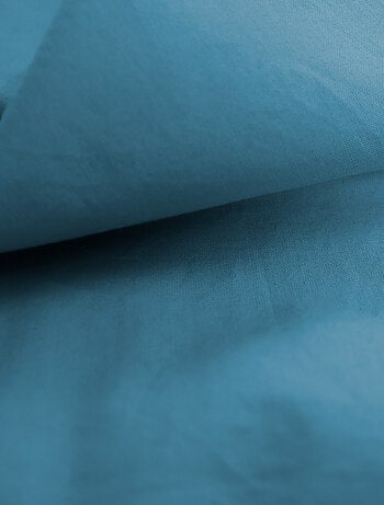 Parure de lit unie en coton taies carrées à franges, COTON LAVÉ