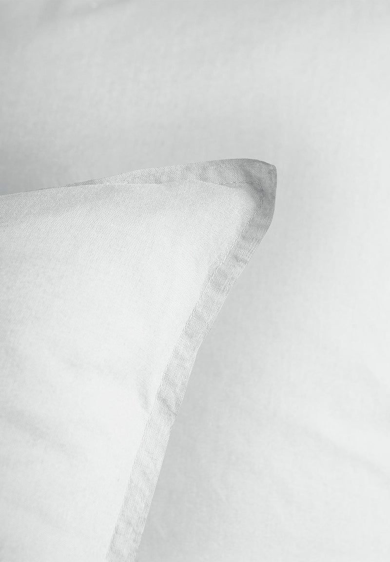 Parure de lit unie en coton taies carrées à volant, COTON LAVÉ Blanc - Kiabi