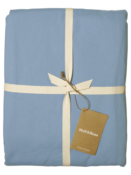 Parure de lit unie en coton taies carrées à volant, COTON LAVÉ - Kiabi