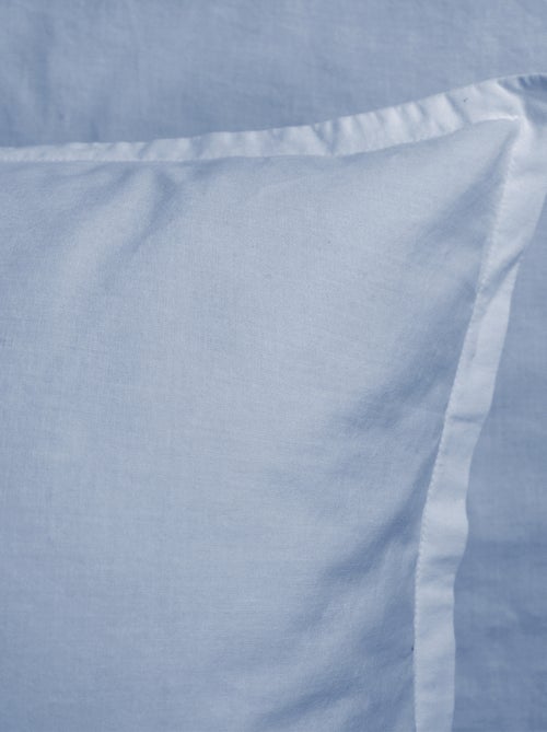 Parure de lit unie en coton taies carrées à volant, COTON LAVÉ - Kiabi