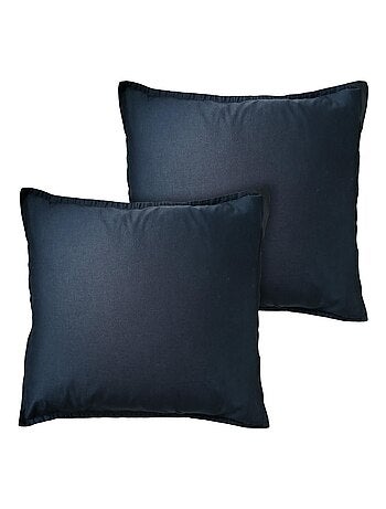 Parure de lit unie en coton taies carrées à volant, COTON LAVÉ