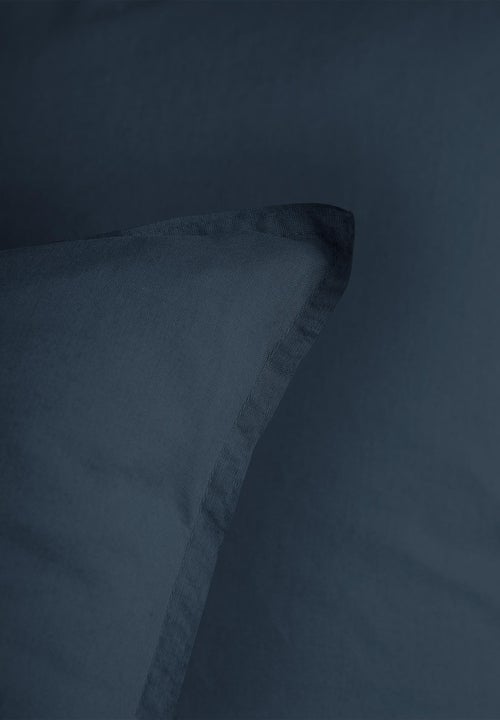 Parure de lit unie en coton taies carrées à volant, COTON LAVÉ - Kiabi