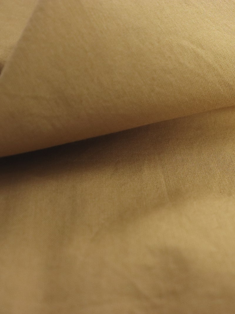 Parure de lit unie en coton taies carrées à volant, COTON LAVÉ Miel - Kiabi
