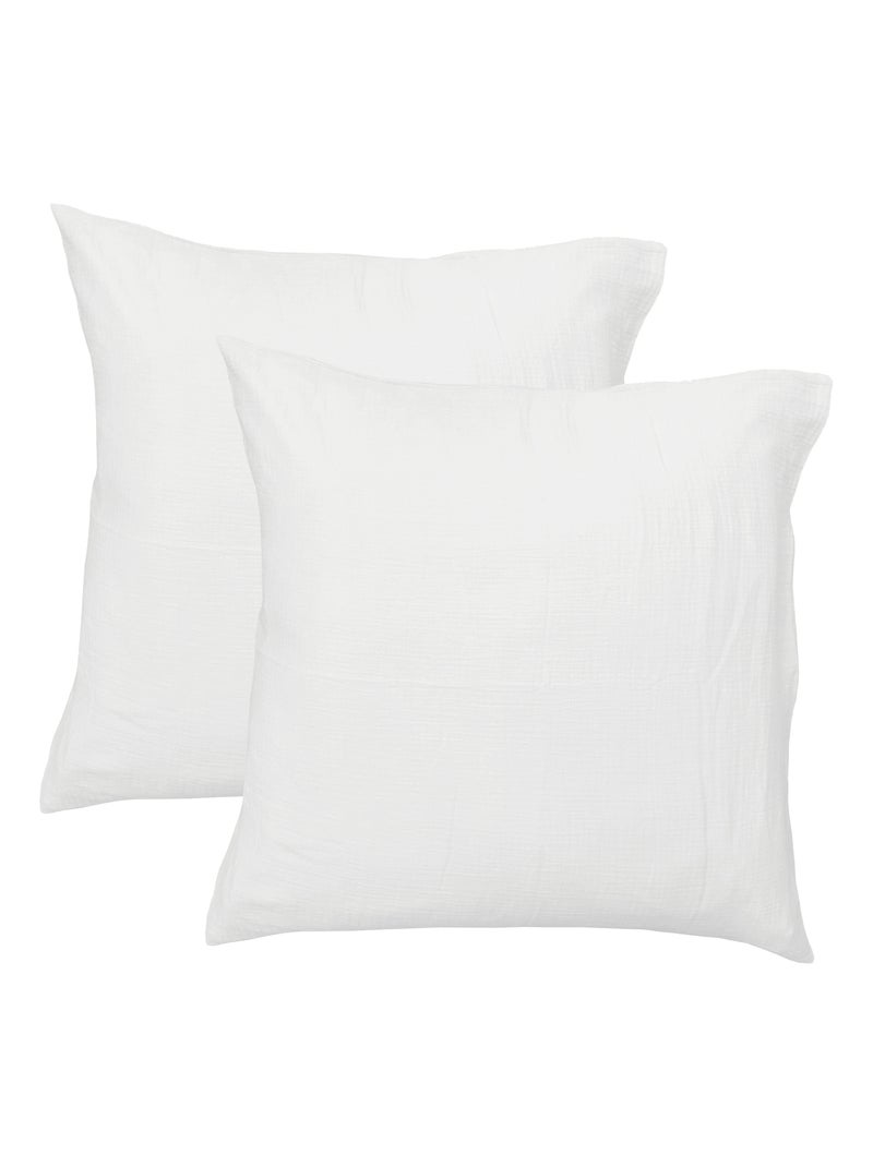 Parure de lit unie en coton Taies carrées, GAZE DE COTON Blanc - Kiabi