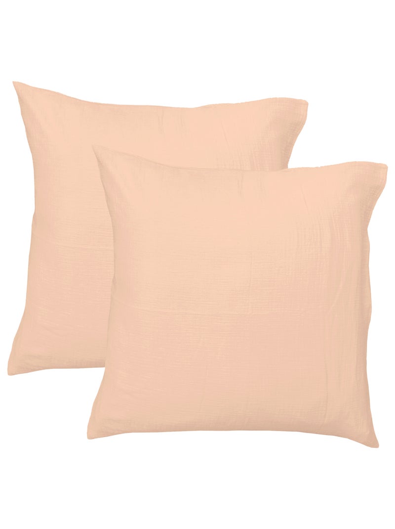 Parure de lit unie en coton Taies carrées, GAZE DE COTON Nude - Kiabi