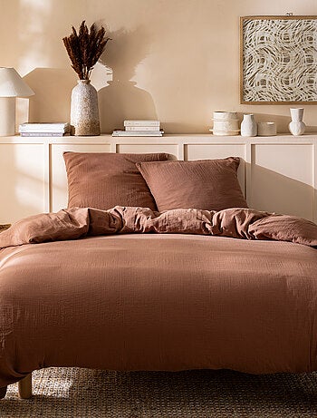 Parure de lit unie en coton Taies rectangle, GAZE DE COTON