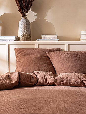 Parure de lit unie en coton Taies rectangle, GAZE DE COTON