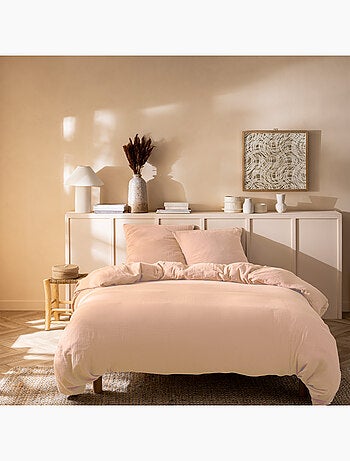Parure de lit unie en coton taies rectangle, gaze de coton