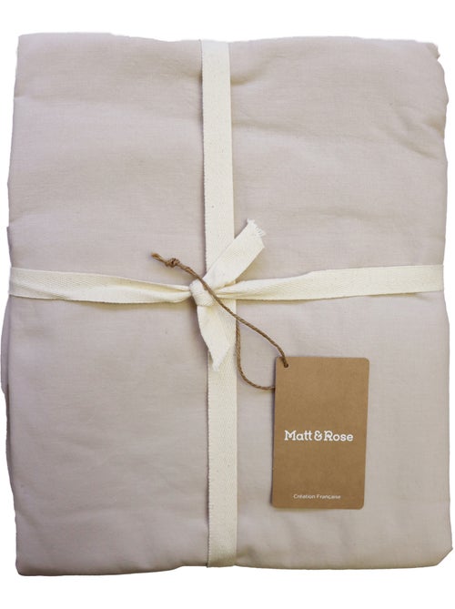 Parure de lit unie en coton taies rectangulaires à franges, COTON LAVÉ - Kiabi