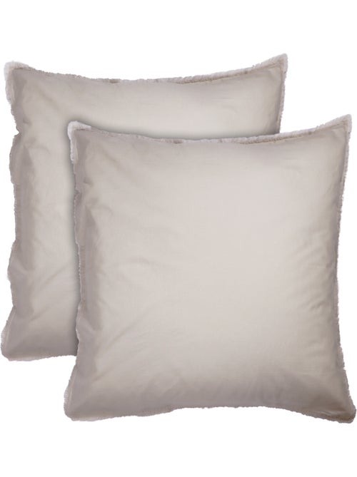 Parure de lit unie en coton taies rectangulaires à franges, COTON LAVÉ - Kiabi