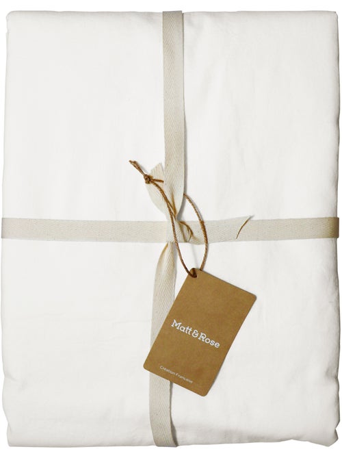 Parure de lit unie en coton taies rectangulaires à franges, COTON LAVÉ - Kiabi