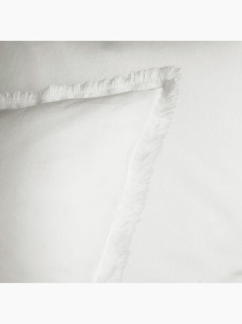 Parure de lit unie en coton taies rectangulaires à franges, COTON LAVÉ - Kiabi