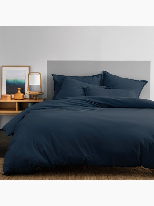 Parure de lit unie en coton taies rectangulaires à franges, COTON LAVÉ - Kiabi