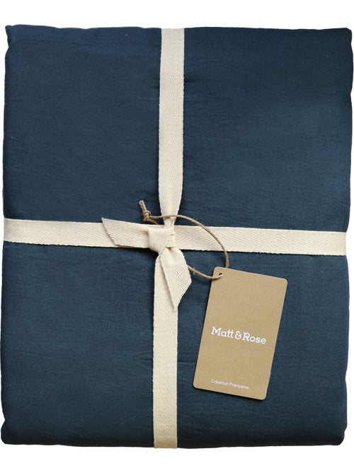 Parure de lit unie en coton taies rectangulaires à franges, COTON LAVÉ - Kiabi