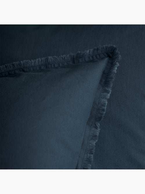 Parure de lit unie en coton taies rectangulaires à franges, COTON LAVÉ - Kiabi