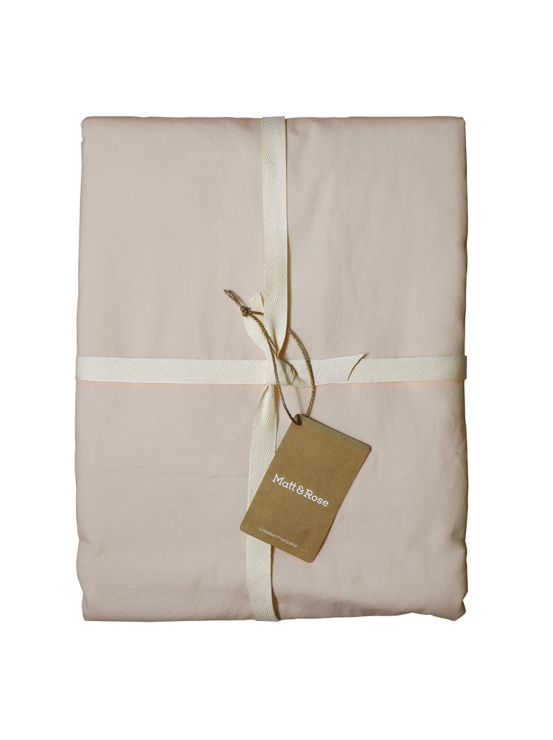 Parure de lit unie en coton taies rectangulaires à volant, COTON LAVÉ Beige - Kiabi
