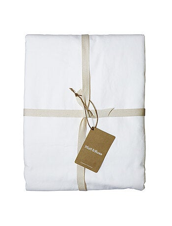 Parure de lit unie en coton taies rectangulaires à volant, COTON LAVÉ