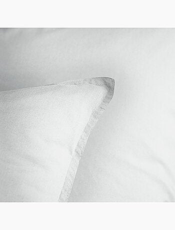 Parure de lit unie en coton taies rectangulaires à volant, COTON LAVÉ
